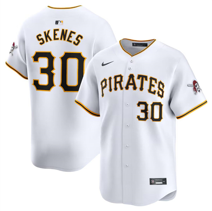 Men's White Pittsburgh Pirates #30 Paul Skenes 2024 Home Limited Stitched Baseball Jersey