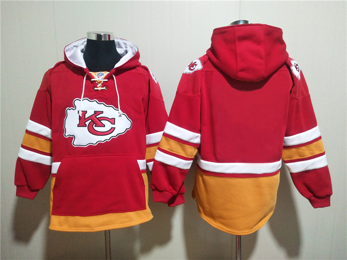 Men's Red Kansas City Chiefs Blank Lace-Up Pullover Hoodie