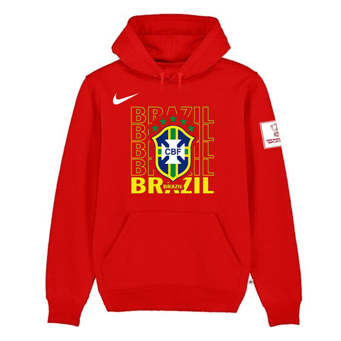 Men's Red Brazil FIFA World Cup Soccer Hoodie