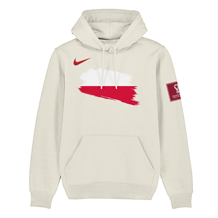 Men's White Poland FIFA World Cup Soccer Hoodie