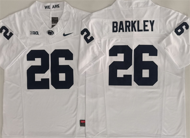 Men's White Penn State Nittany Lions #26 Saquon Barkley 2024 F.U.S.E. Stitched Jersey