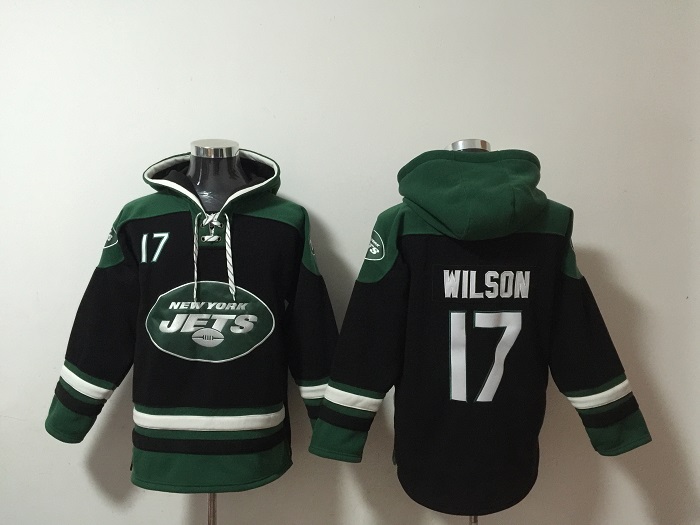 Men's Black New York Jets #17 Garrett Wilson Ageless Must-Have Lace-Up Pullover Hoodie