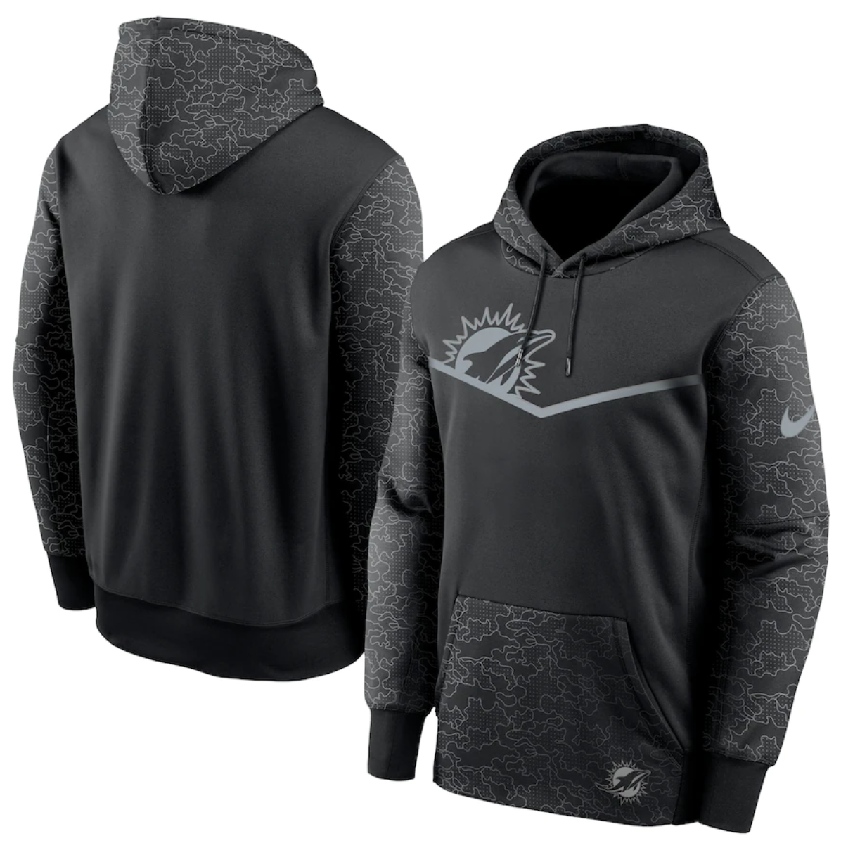 Men's Black Miami Dolphins Reflective Therma Hoodie