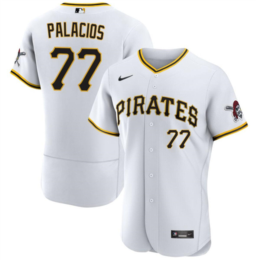 Men's White Pittsburgh Pirates #77 Joshua Palacios Flex Base Stitched Baseball Jersey