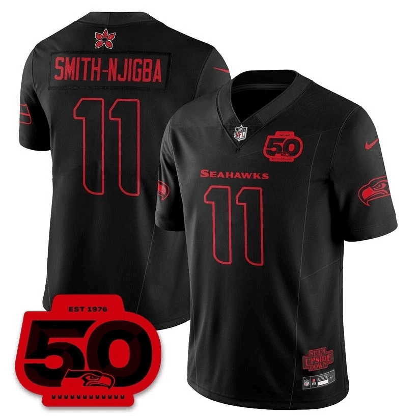 Men's Black Seattle Seahawks Active Player Custom F.U.S.E. 'Stranger Things Edition' Limited Stitched Football Jersey
