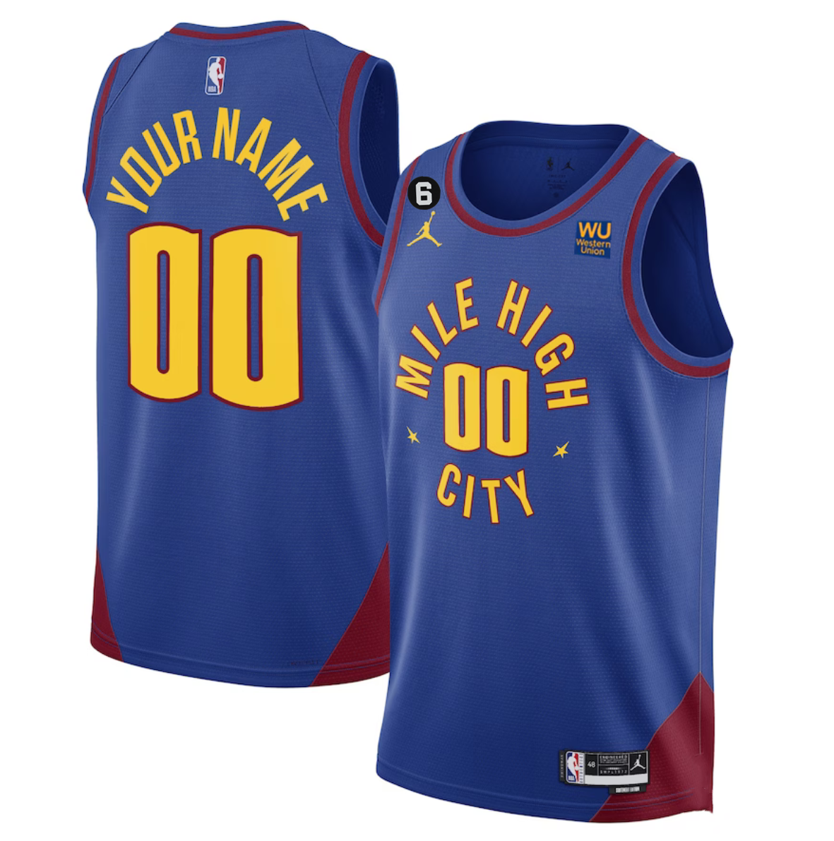 Denver Nuggets Blue Customized 2022/23 Statement Edition With NO.6 Patch Stitched Jersey