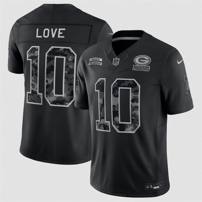 Men's Black Green Bay Packers #10 Jordan Love F.U.S.E. 2026 Salute To Service Limited Stitched Football Jersey