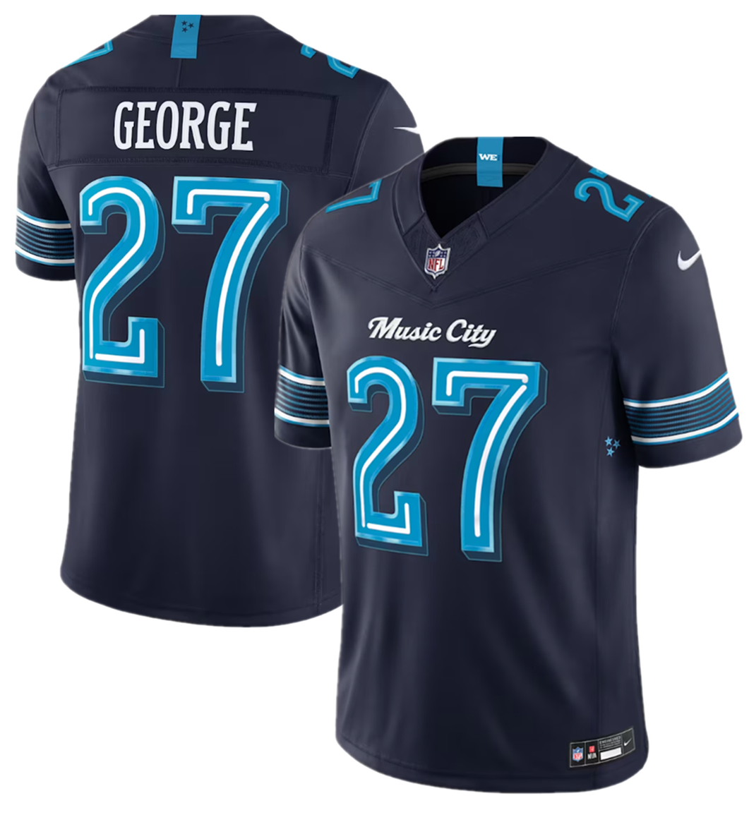 Men's Navy Tennessee Titans #27 Eddie George 2026 F.U.S.E. 'Music City' Rivalries Collection Limited Stitched Football Jersey