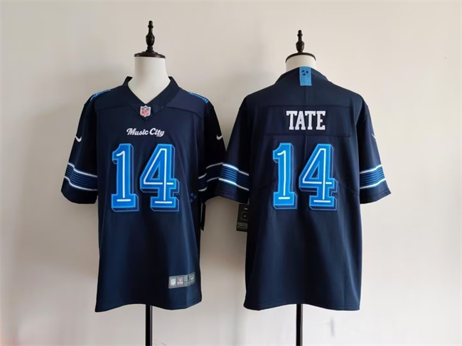 Men's Navy Tennessee Titans #14 Carnell Tate 2026 'Music City' Rivalries Collection Limited Stitched Football Jersey