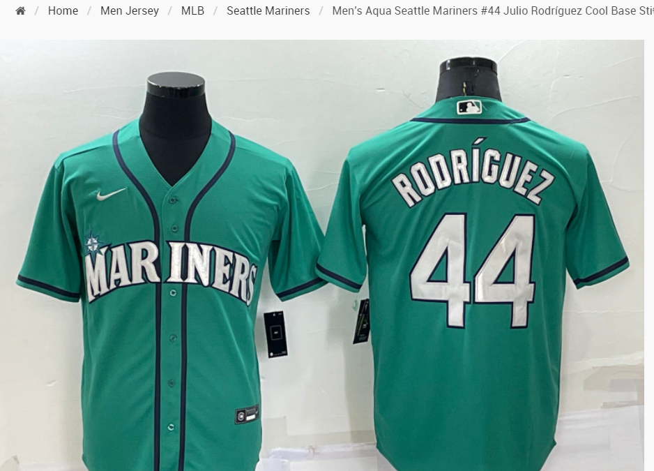 Women's Aqua Seattle Mariners #44 Julio Rodríguez Cool Base Stitched Jersey