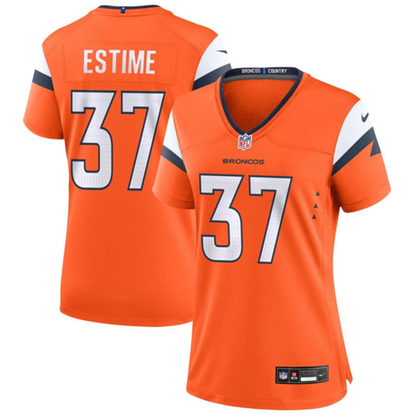 Women's Orange Denver Broncos #37 Audric Estime 2024 Stitched Jersey(Run Small)