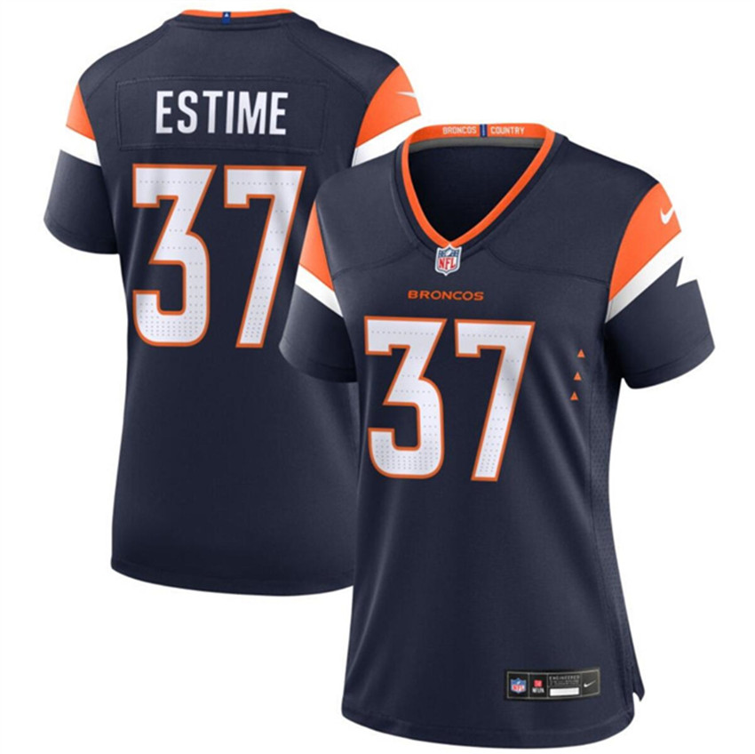 Women's Navy Denver Broncos #37 Audric Estime 2024 Alternate Stitched Jersey(Run Small)