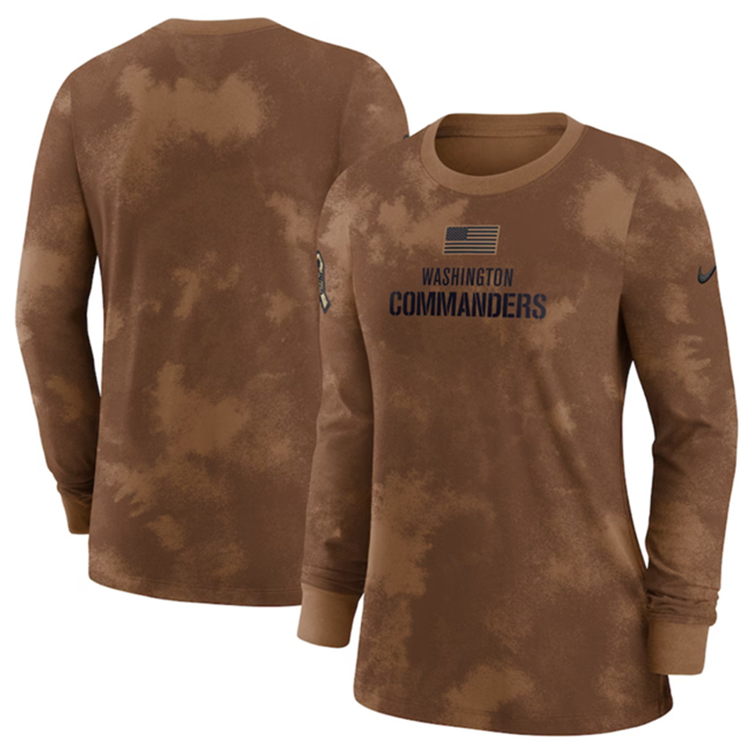 Women's Brown Washington Commanders 2023 Salute To Service Long Sleeve T-Shirt(Run Small)