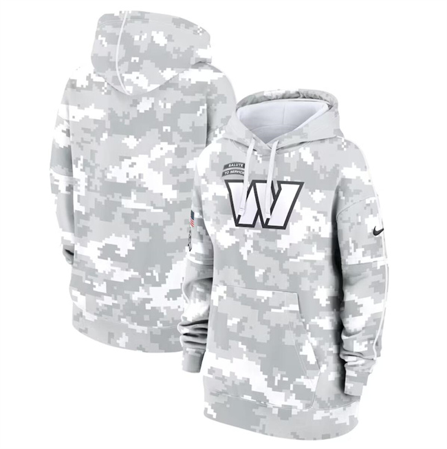 Women's Arctic Camo Washington Commanders 2024 Salute To Service Club Fleece Pullover Hoodie(Run Small)