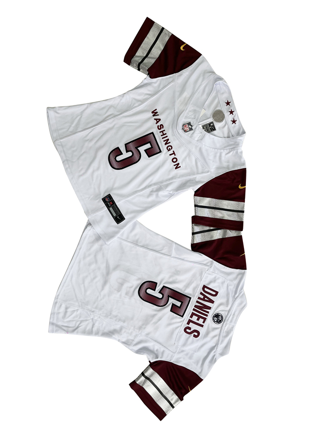 Women's White Washington Commanders #5 Jayden Daniels 2024 F.U.S.E. Draft Stitched Jersey(Run Small)