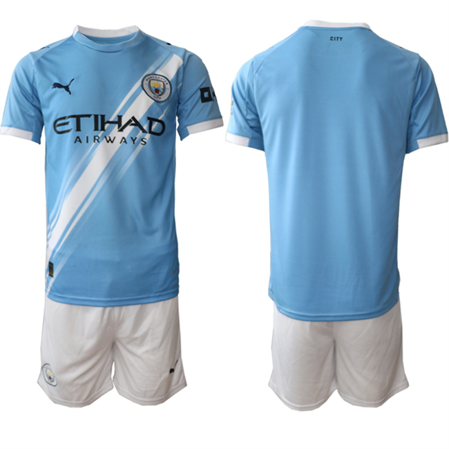 Men's Light Blue Manchester City Custom 2025 Home Soccer Jersey Suit