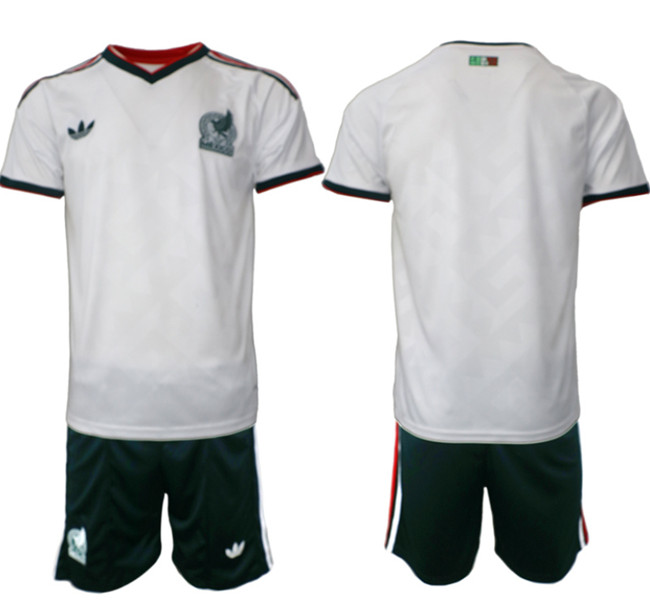 Men's White Mexico Blank Away Soccer Jersey Suit