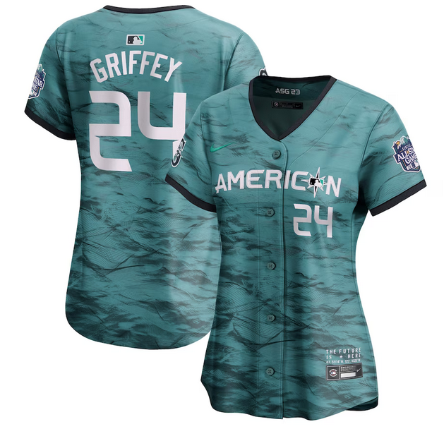 Women's Teal Seattle Mariners #24 Ken Griffey Jr. 2023 All-Star Stitched Baseball Jersey(Run Small)