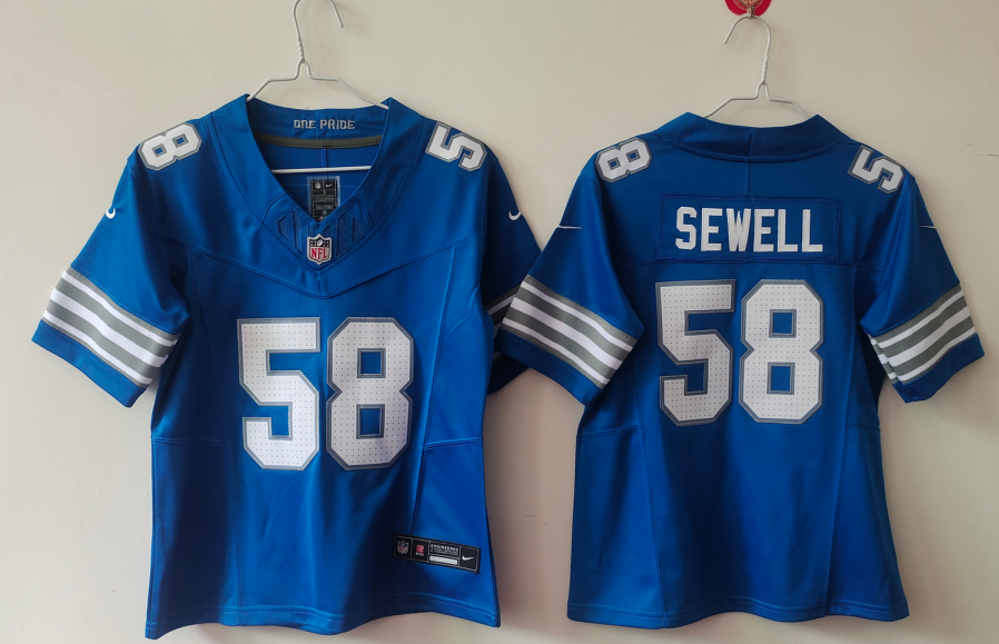 Youth Blue Detroit Lions #58 Penei Sewell 2025 F.U.S.E. Vapor Limited Stitched Jersey