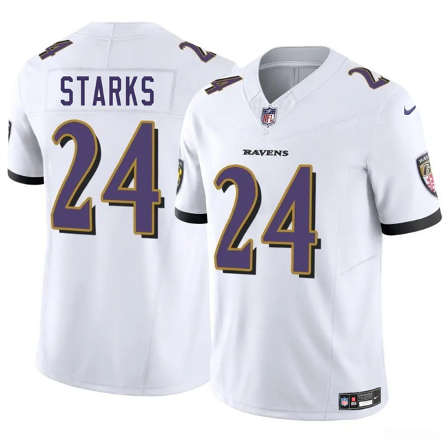 Youth White Baltimore Ravens #24 Malaki Starks 2025 Draft F.U.S.E Vapor Limited Football Jersey