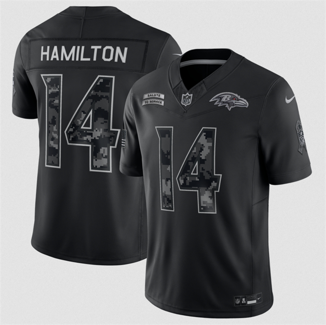 Youth Black Baltimore Ravens #14 Kyle Hamilton 2026 Salute to Service Limited Stitched Football Jersey(Run Small)