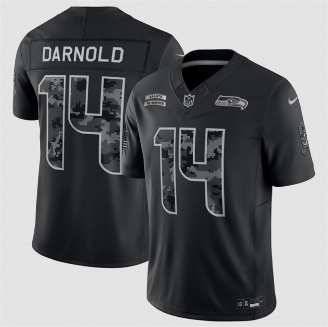 Youth Black Seattle Seahawks #14 Sam Darnold 2026 Salute to Service Limited Stitched Football Jersey(Run Small)