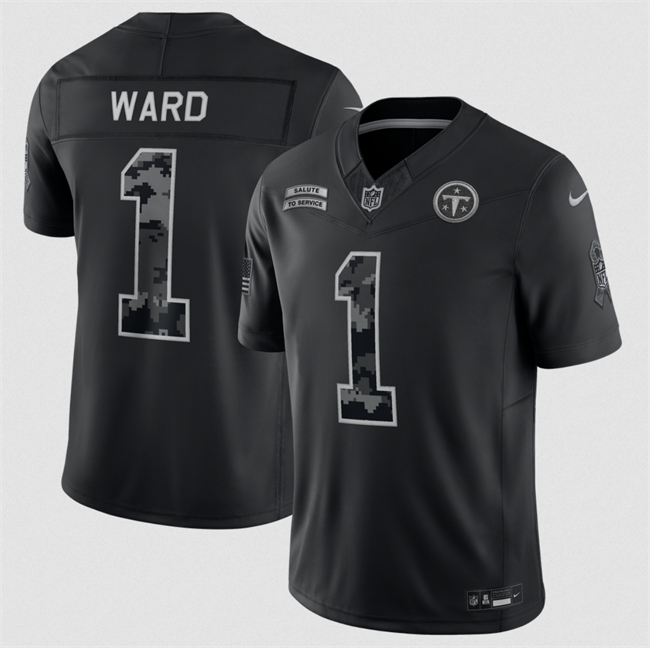 Youth Black Tennessee Titans #1 Cameron Ward 2026 Salute to Service Limited Stitched Football Jersey(Run Small)