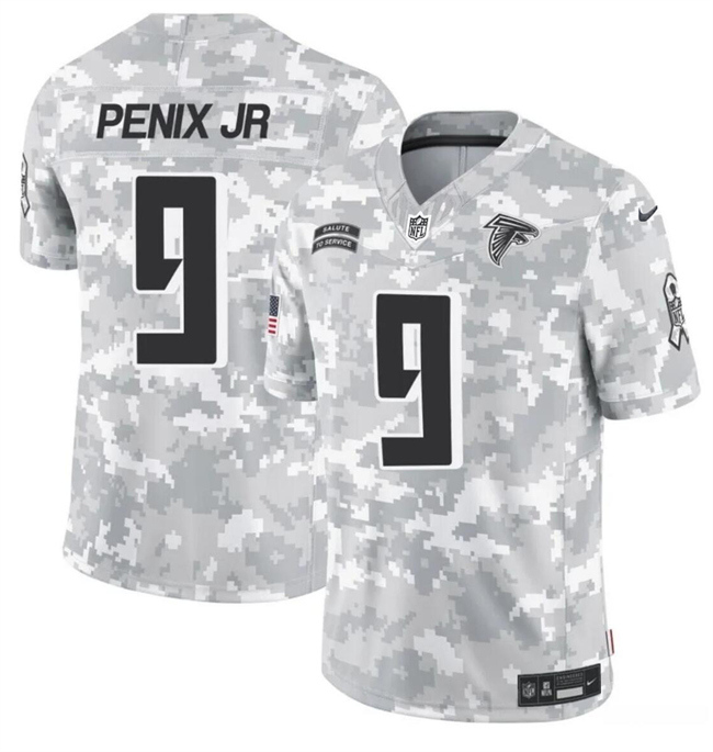 Youth Arctic Camo Atlanta Falcons #9 Michael Penix Jr. 2024 F.U.S.E Salute to Service Limited Stitched Football Jersey