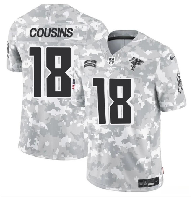 Youth Arctic Camo Atlanta Falcons #18 Kirk Cousins 2024 F.U.S.E Salute to Service Limited Stitched Football Jersey