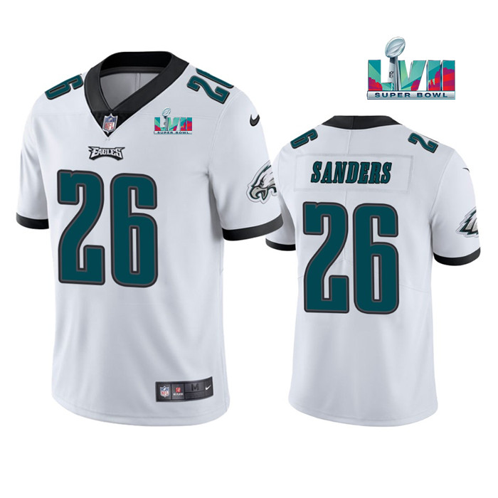 Youth White Philadelphia Eagles #26 Miles Sanders Super Bowl LVII Patch Vapor Untouchable Limited Stitched Football Jersey