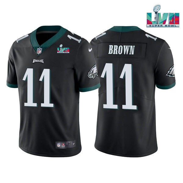 Youth Black Philadelphia Eagles #11 A. J. Brown Super Bowl LVII Patch Vapor Untouchable Limited Stitched Football Jersey