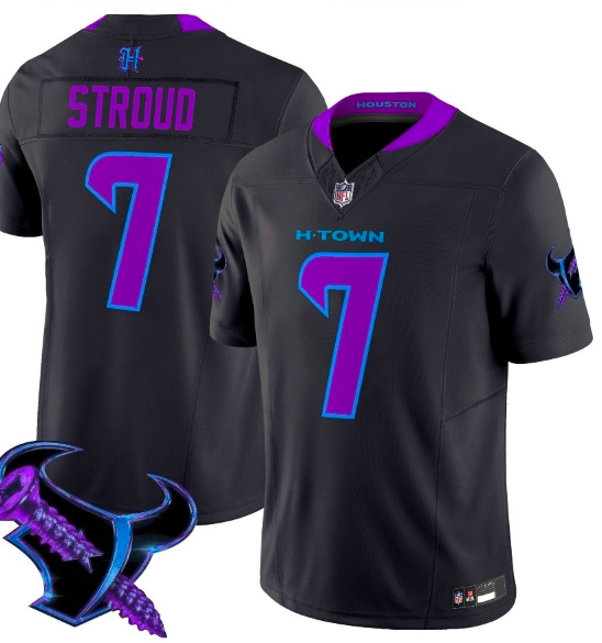 Youth Black Houston Texans Active Player Custom F.U.S.E. 2025 2025 DJ SCREW Vapor Limited Stitched Football Jersey