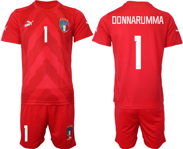 Men's Red Italy #1 Donnarumma Goalkeeper Soccer Jersey Suit