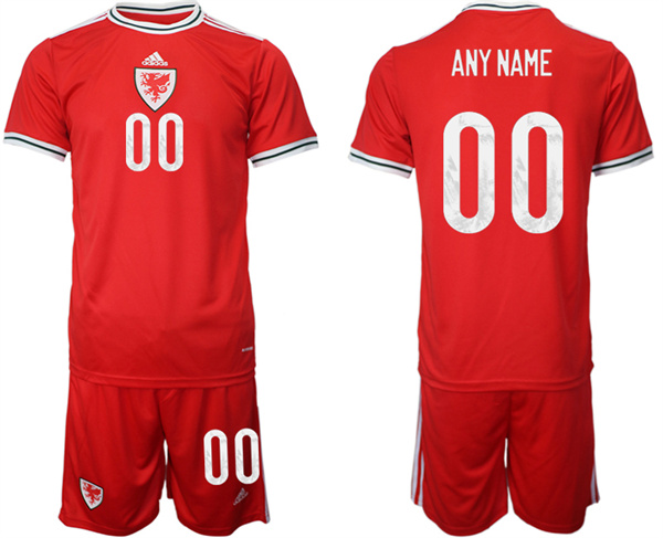 Men's Red Wales Custom Home Soccer Jersey Suit
