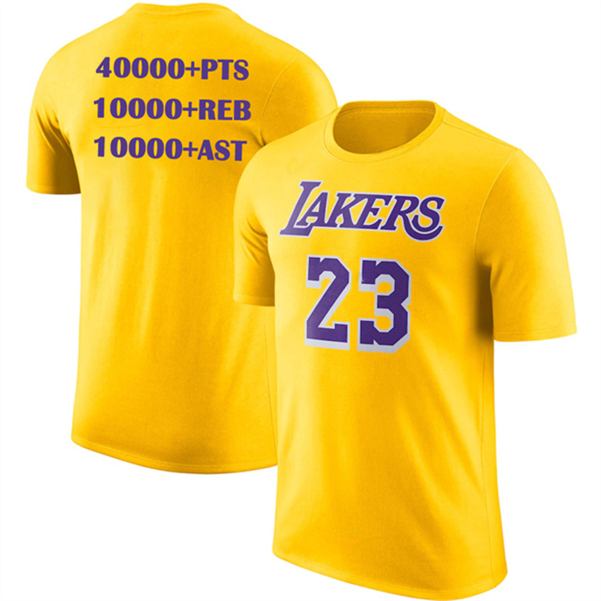 Men's Yellow Los Angeles Lakers #23 LeBron James T-Shirt