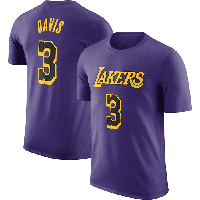 Men's Purple Los Angeles Lakers #3 Anthony Davis 2022/23 Statement Edition Name & Number T-Shirt