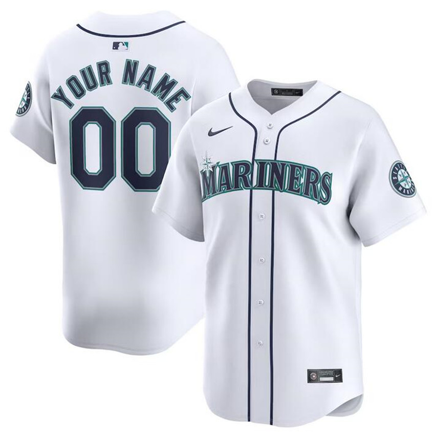 Men's White Seattle Mariners Active Player Custom Home Limited Stitched jersey