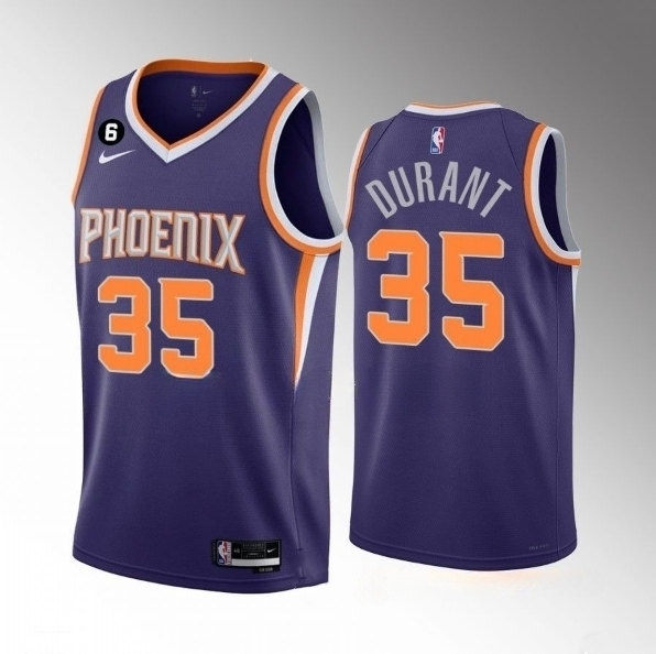 Youth Purple Phoenix Suns #35 Kevin Durant Icon Edition With NO.6 Patch Stitched Basketball Jersey